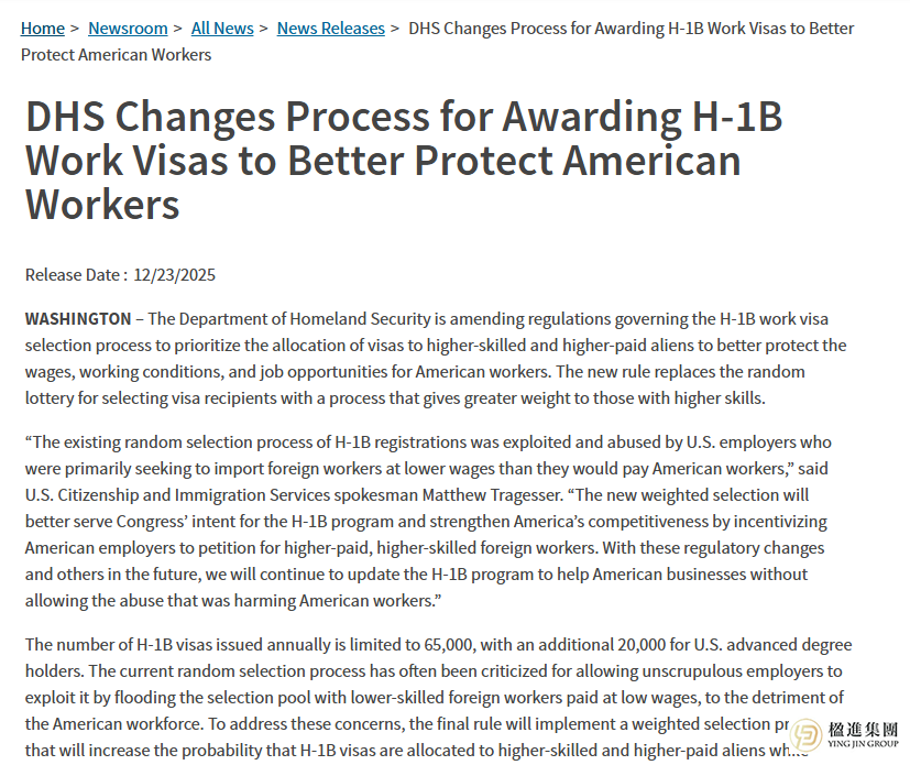2026年3月4日开抢！H-1B加权抽签新规正式生效，高薪者中签概率大增！