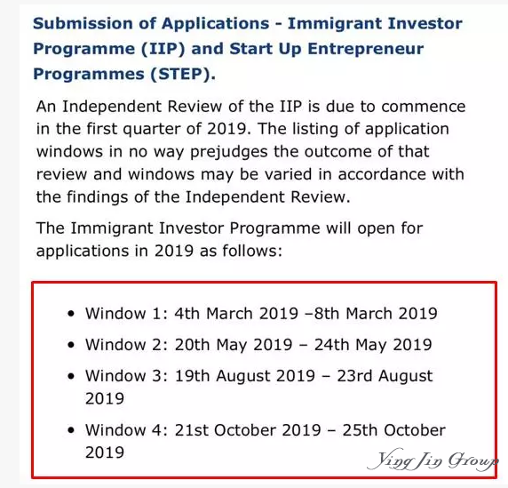 2019爱尔兰投资移民递交窗口期公布