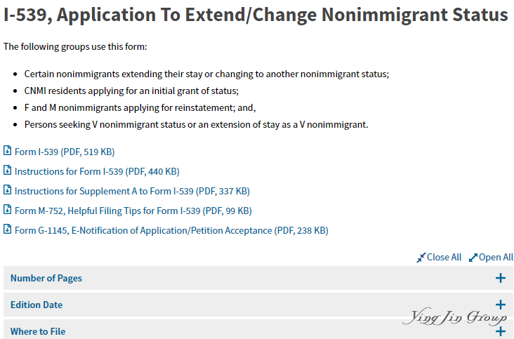 美国移民转换身分申请表I-539表格将在3月31日改版