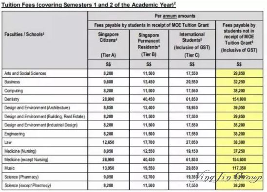 2019新加坡小学中学大学学费汇总