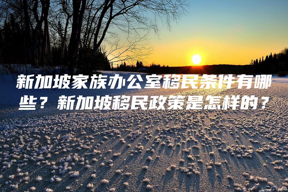 新加坡家族办公室移民条件有哪些？新加坡移民政策是怎样的？ 