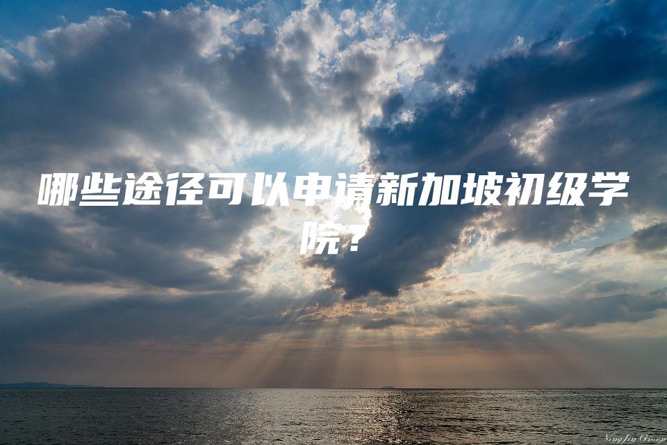 哪些途径可以申请新加坡初级学院？
