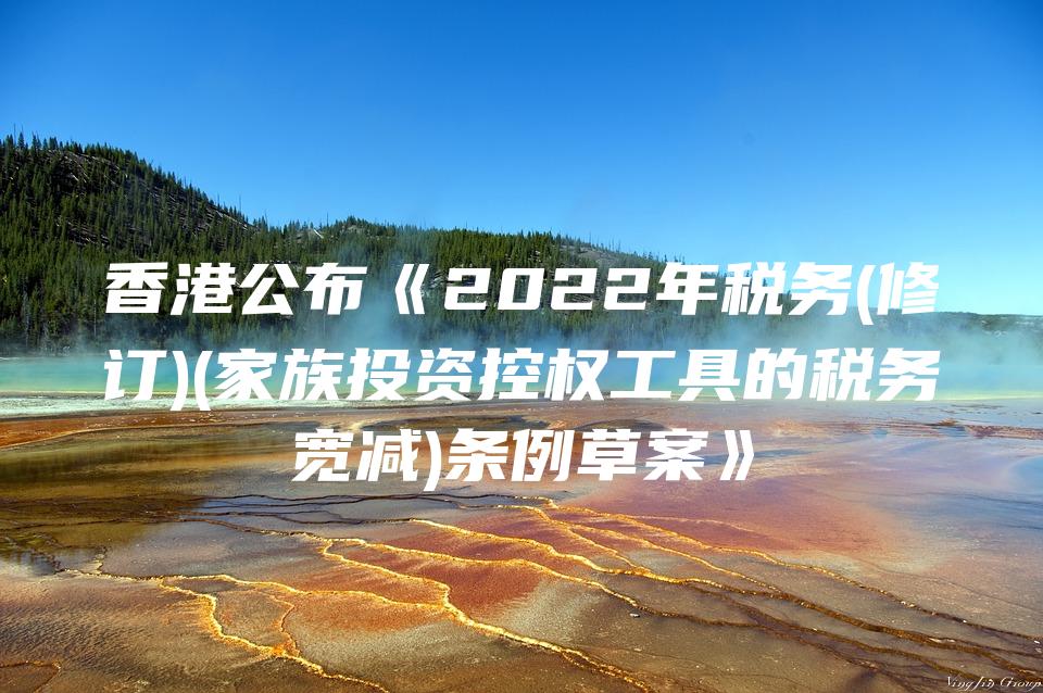 香港公布《2022年税务(修订)(家族投资控权工具的税务宽减)条例草案》