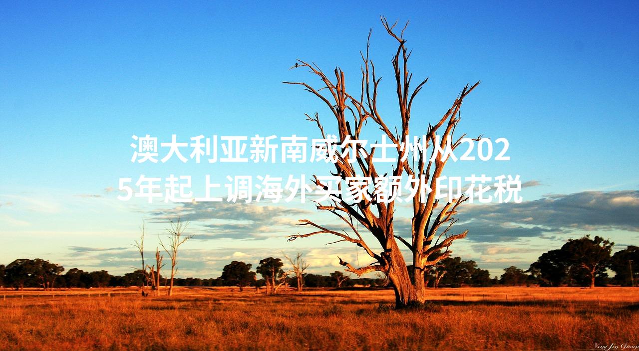 澳大利亚新南威尔士州从2025年起上调海外买家额外印花税